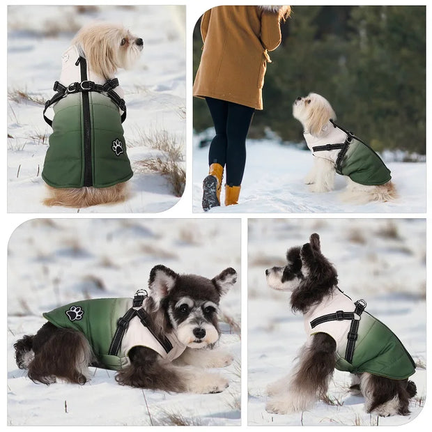 Pet Dog Winter Warm Jacket With Harness Zipper Cold Weather Pet Dog Clothes For Small Big Dogs Coat Chihuahua Clothing Outfits