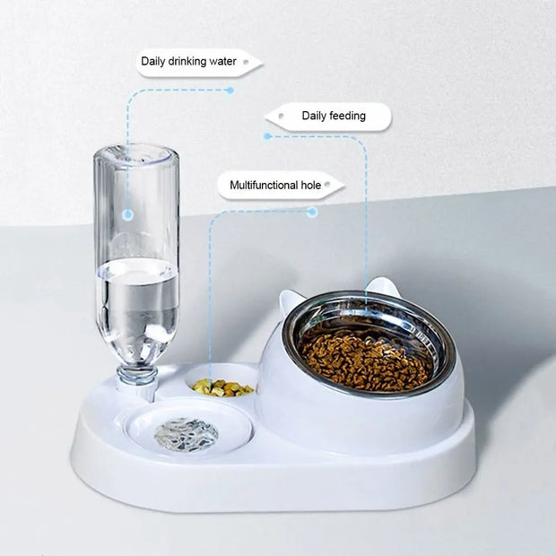 New 2-in-1 Cat Bowl Water Dispenser Automatic Water Storage Pet Dog Cat Food Bowl Food Container with Waterer Pet Waterer Feeder