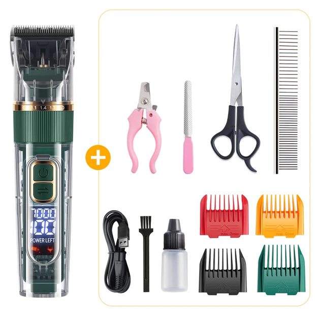 ROJECO Professional Dog Grooming Clippers Rechargeable Electric Pet Hair Trimmer Low Noise Dog Grooming Accessories Cat Haircut