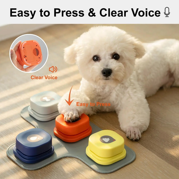 MEWOOFUN Dog Button Record Talking Pet Communication Vocal Training Interactive Toy Bell Ringer With Pad and Sticker Easy To Use