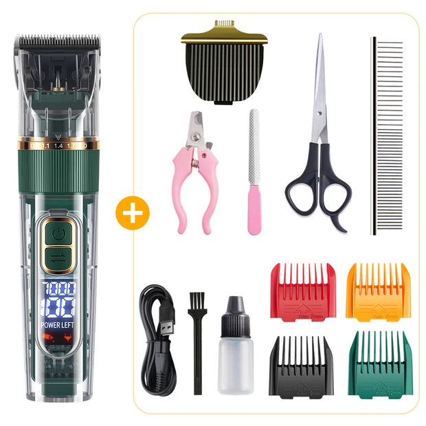 ROJECO Professional Dog Grooming Clippers Rechargeable Electric Pet Hair Trimmer Low Noise Dog Grooming Accessories Cat Haircut