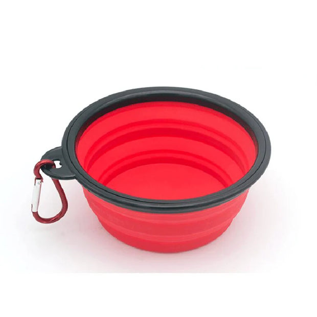 Dogs Feed Supplies Folding Silicone Bowl Portable Puppy Water Container with Carabiner Folding Cats Bowl Travel Pets Accessories