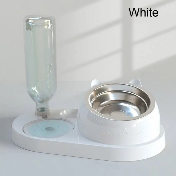 New 2-in-1 Cat Bowl Water Dispenser Automatic Water Storage Pet Dog Cat Food Bowl Food Container with Waterer Pet Waterer Feeder