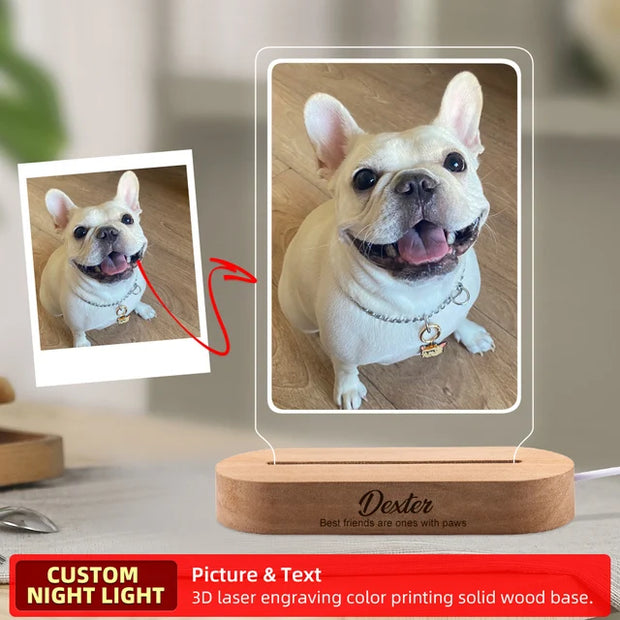 Dropship CUSTOM 3D Pet Photo Lamp DIY Customized Pet Portrait Night Light Personalized Dog Lamp Cat Photo Light Memorial Gift