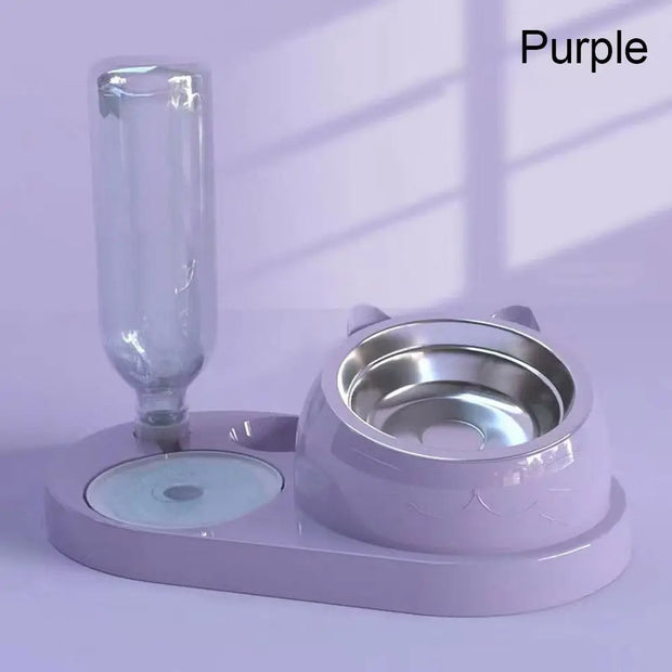 New 2-in-1 Cat Bowl Water Dispenser Automatic Water Storage Pet Dog Cat Food Bowl Food Container with Waterer Pet Waterer Feeder