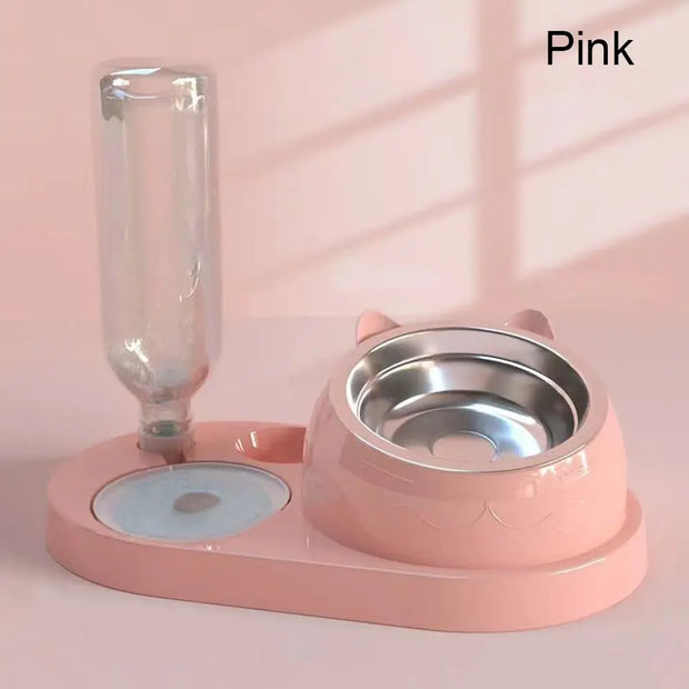 New 2-in-1 Cat Bowl Water Dispenser Automatic Water Storage Pet Dog Cat Food Bowl Food Container with Waterer Pet Waterer Feeder