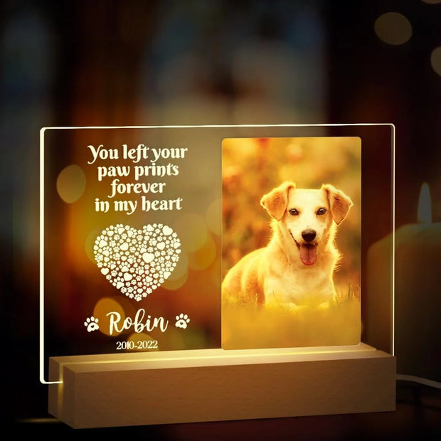 Personalized Custom Pet Photo Frame 3D Acrylic Lamp Customized Dog Cat Memorial Photo Frame Pet Sympathy Gifts LED Night Light