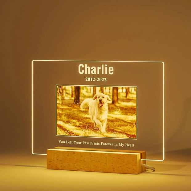 Personalized Custom Pet Photo Frame 3D Acrylic Lamp Customized Dog Cat Memorial Photo Frame Pet Sympathy Gifts LED Night Light